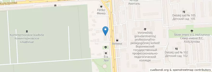 Mapa de ubicacion de Москомприватбанк en Russie, District Fédéral Central, Oblast De Voronej, Городской Округ Воронеж.