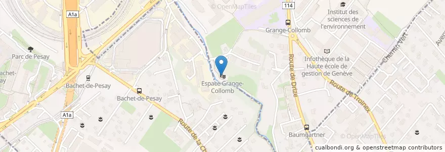 Mapa de ubicacion de Espace Grange-Collomb en Schweiz/Suisse/Svizzera/Svizra, Genève, Genève, Lancy.