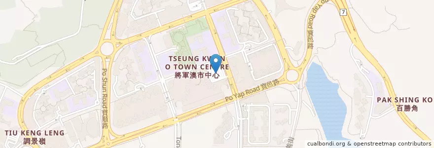 Mapa de ubicacion de 將軍澳站 Tseung Kwan O Station en China, Cantão, Hong Kong, Novos Territórios, 西貢區 Sai Kung District.