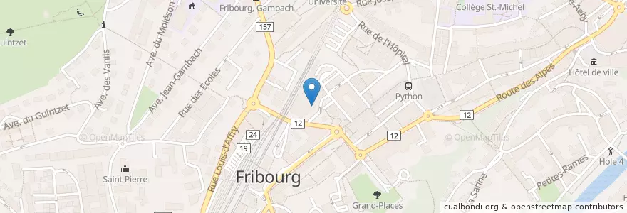 Mapa de ubicacion de Die Post CH AG en Schweiz, Freiburg, District De La Sarine, Freiburg.