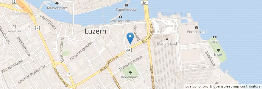Mapa de ubicacion de Brasserie Flora en Switzerland, Luzern, Luzern.