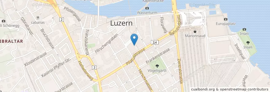 Mapa de ubicacion de Mövenpick Restaurant en Schweiz/Suisse/Svizzera/Svizra, Luzern, Luzern.