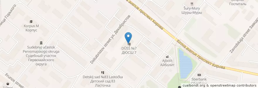 Mapa de ubicacion de ДЮСШ №7 en Rusia, Северо-Западный Федеральный Округ, Óblast De Múrmansk, Городской Округ Мурманск.