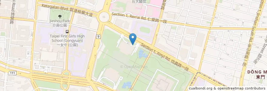 Mapa de ubicacion de 摩斯漢堡 en 台湾, 新北市, 台北市, 中正区.