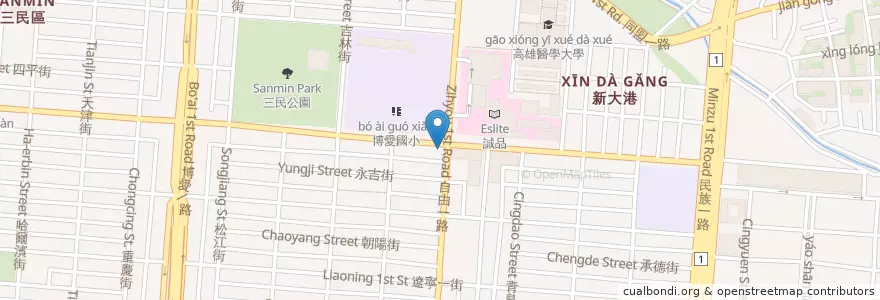 Mapa de ubicacion de Starbucks en Taiwan, Kaohsiung, Sanmin District.