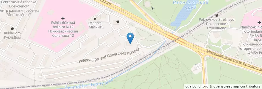 Mapa de ubicacion de Profi Clinic en Rusia, Distrito Federal Central, Москва, Северо-Западный Административный Округ, Район Щукино.