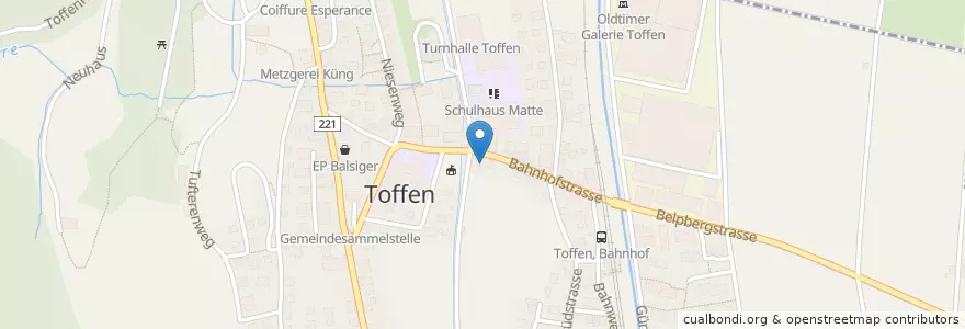 Mapa de ubicacion de Poststelle 3125 Toffen en Switzerland, Bern, Verwaltungsregion Bern-Mittelland, Verwaltungskreis Bern-Mittelland, Toffen.