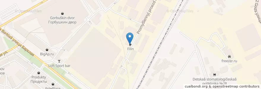 Mapa de ubicacion de Filin en 러시아, Центральный Федеральный Округ, Москва, Западный Административный Округ.