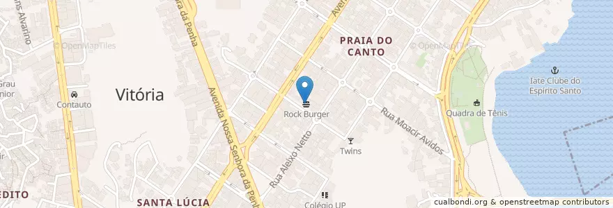 Mapa de ubicacion de Rock Burger en برزیل, منطقه جنوب شرقی برزیل, اسپیریتو سانتو, Região Geográfica Intermediária De Vitória, ویتوریا, Região Metropolitana Da Grande Vitória, Microrregião Vitória.