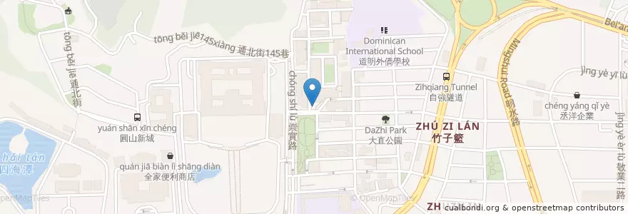 Mapa de ubicacion de 實踐大學停車場 en Taiwán, Nuevo Taipéi, Taipéi, 中山區.