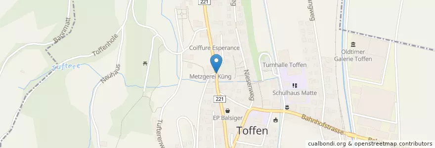 Mapa de ubicacion de Briefeinwurf Toffen, Bernstrasse en Schweiz/Suisse/Svizzera/Svizra, Bern/Berne, Verwaltungsregion Bern-Mittelland, Verwaltungskreis Bern-Mittelland, Toffen.