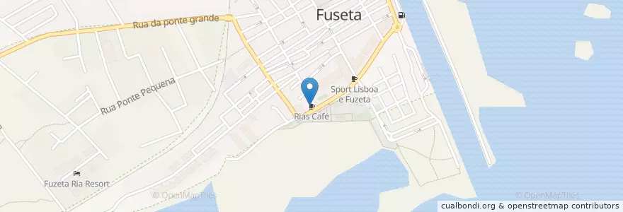 Mapa de ubicacion de Rias Cafe en Portugal, Algarve, Algarve, Faro, Olhão, Moncarapacho E Fuseta.