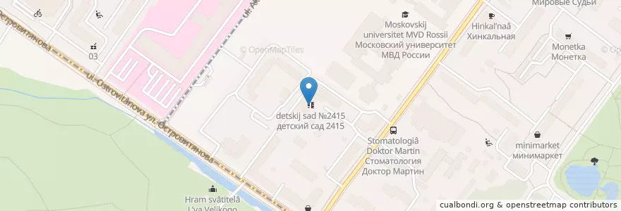 Mapa de ubicacion de детский сад №2415 en Rusia, Distrito Federal Central, Москва, Юго-Западный Административный Округ, Район Коньково.