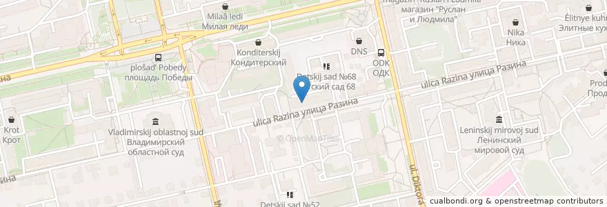 Mapa de ubicacion de Медицинский центр "Гиппократ" en Rusia, Distrito Federal Central, Óblast De Vladímir, Городской Округ Владимир.