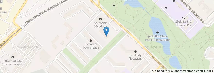 Mapa de ubicacion de Донателло пицца en Rusia, Центральный Федеральный Округ, Москва, Западный Административный Округ, Район Тропарёво-Никулино.