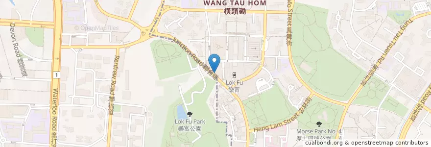 Mapa de ubicacion de 樂富公共圖書館 Lok Fu Public Library en China, Guangdong, Hongkong, Kowloon, New Territories, 九龍城區 Kowloon City District.
