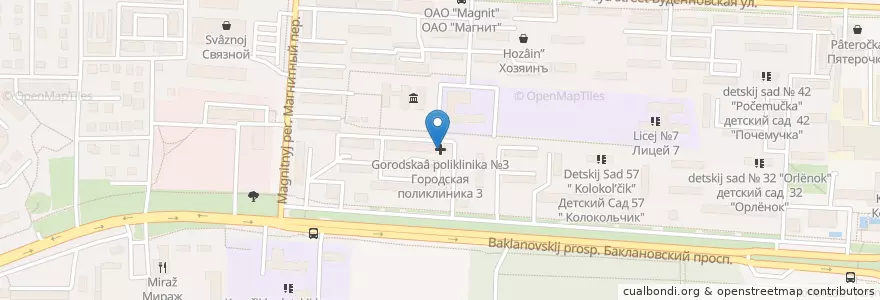 Mapa de ubicacion de Городская поликлиника №3 en Rusia, Южный Федеральный Округ, Óblast De Rostov, Городской Округ Новочеркасск.
