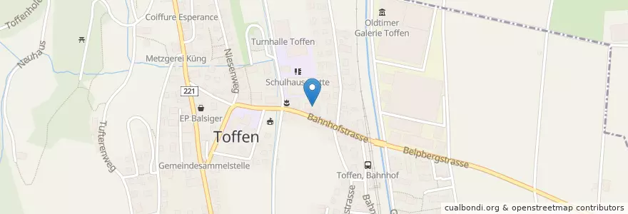 Mapa de ubicacion de Café-Bar 21 en Schweiz/Suisse/Svizzera/Svizra, Bern/Berne, Verwaltungsregion Bern-Mittelland, Verwaltungskreis Bern-Mittelland, Toffen.