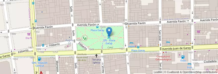 Mapa de ubicacion de 195 - Plaza Garay en アルゼンチン, Ciudad Autónoma De Buenos Aires, Comuna 1, ブエノスアイレス.