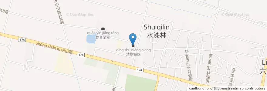 Mapa de ubicacion de 清樹娘娘 en Taiwán, 臺南市, 六甲區.
