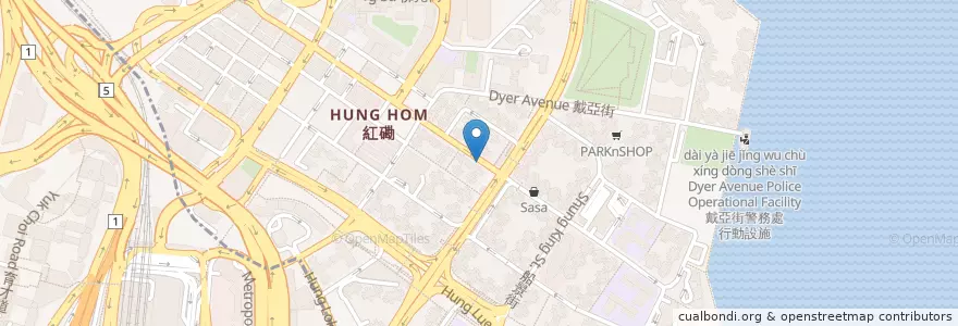 Mapa de ubicacion de 渣打銀行 Standard Chartered Bank en Cina, Guangdong, Hong Kong, Kowloon, Nuovi Territori, 九龍城區 Kowloon City District.