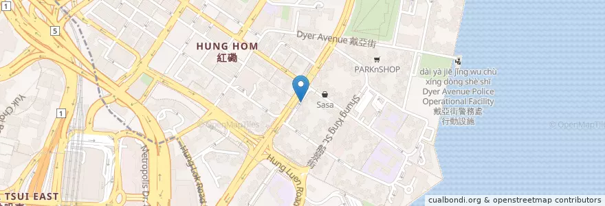 Mapa de ubicacion de Burger King en 中国, 广东省, 香港 Hong Kong, 九龍 Kowloon, 新界 New Territories, 九龍城區 Kowloon City District.