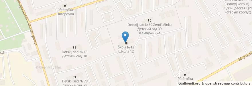 Mapa de ubicacion de Школа №12 en Rússia, Distrito Federal Central, Oblast De Moscou, Одинцовский Городской Округ.