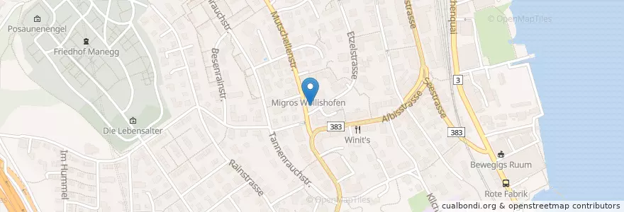 Mapa de ubicacion de Migros Take-Away en Switzerland, Zurich, District Zurich, Zurich.