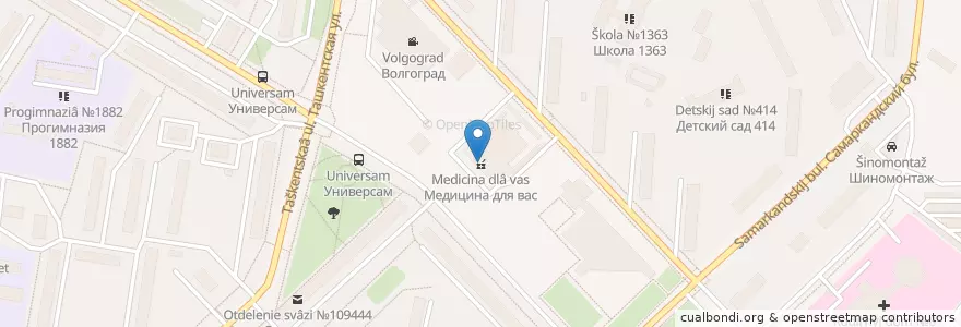 Mapa de ubicacion de Медицина для вас en Rússia, Distrito Federal Central, Москва, Юго-Восточный Административный Округ, Район Выхино-Жулебино.