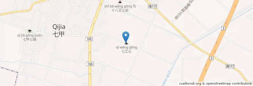 Mapa de ubicacion de 七王公 en 台湾, 台南市, 六甲区.