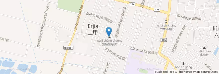 Mapa de ubicacion de 無極聖慈宮 en تايوان, تاينان, 六甲區.