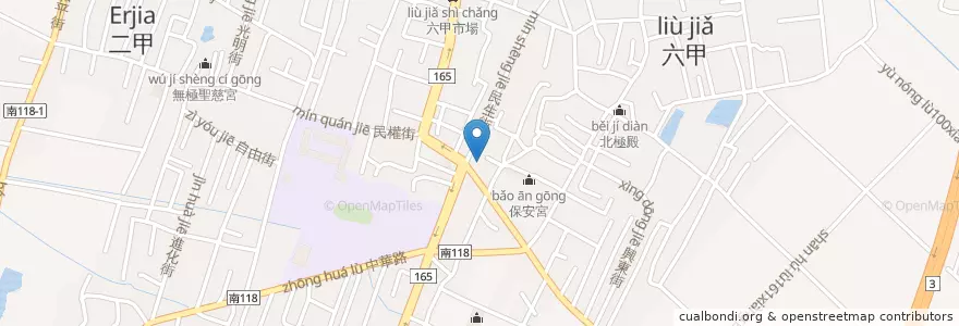 Mapa de ubicacion de 六甲郵局 en تايوان, تاينان, 六甲區.