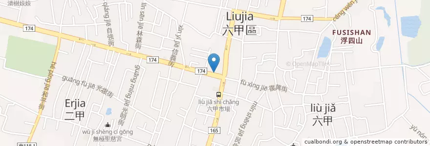 Mapa de ubicacion de 大眾爺公 en 臺灣, 臺南市, 六甲區.