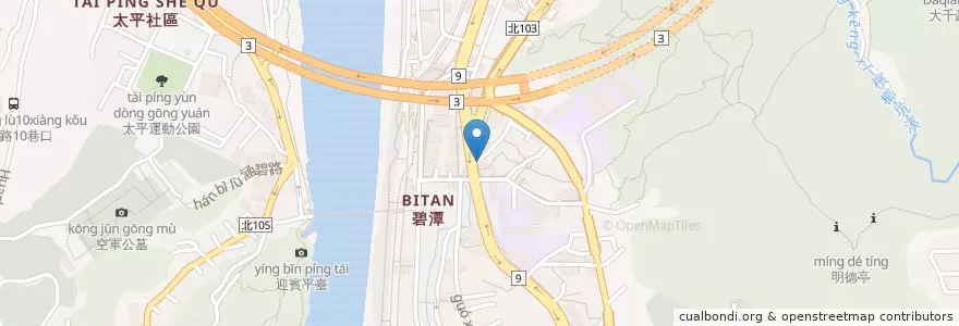 Mapa de ubicacion de 康宜庭碧潭藥局 en 타이완, 신베이 시, 신뎬 구.