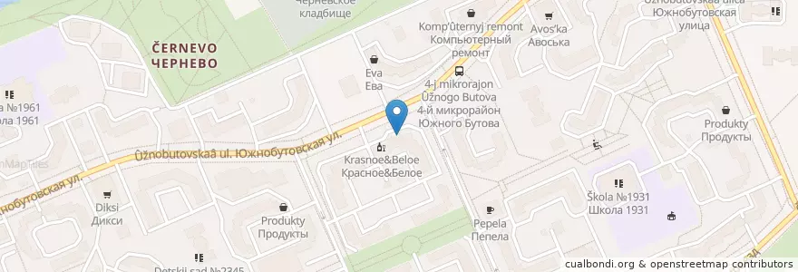 Mapa de ubicacion de Московский кредитный банк en Russia, Central Federal District, Moscow, South-Western Administrative Okrug, Yuzhnoye Butovo District.