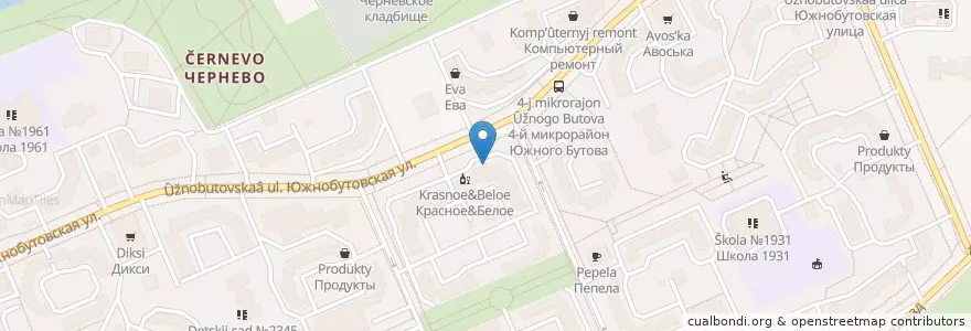 Mapa de ubicacion de МКБ en Russia, Distretto Federale Centrale, Москва, Юго-Западный Административный Округ, Južnoe Butovo.