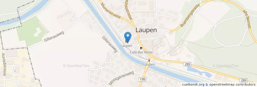 Mapa de ubicacion de Bahnhof Laupen en Zwitserland, Bern/Berne, Verwaltungsregion Bern-Mittelland, Verwaltungskreis Bern-Mittelland, Laupen.