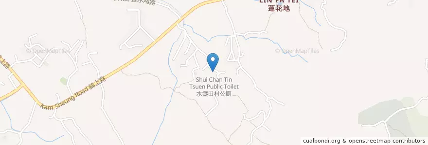 Mapa de ubicacion de 水盞田村公廁 en 中国, 香港, 广东省, 新界, 元朗區.