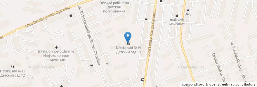 Mapa de ubicacion de Детский сад №19 en Russia, Central Federal District, Vladimir Oblast, Kolchuginsky District, Городское Поселение Кольчугино.