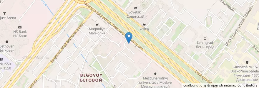 Mapa de ubicacion de Отделение связи №125040 en Rusland, Centraal Federaal District, Moskou, Северный Административный Округ, Район Беговой.