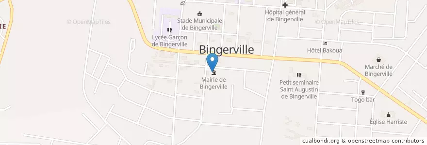 Mapa de ubicacion de Mairie de Bingerville en Côte D’Ivoire, Abidjan, Bingerville.