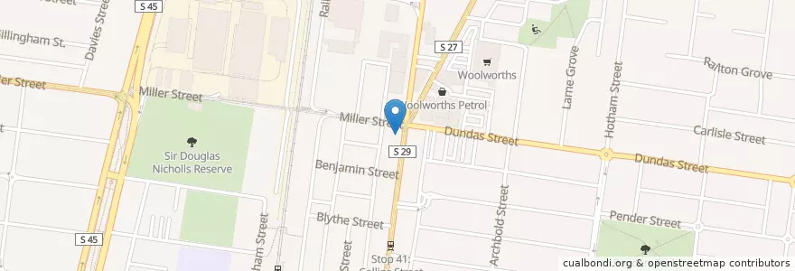 Mapa de ubicacion de Koutsis Pharmacy en Australie, Victoria, City Of Darebin.
