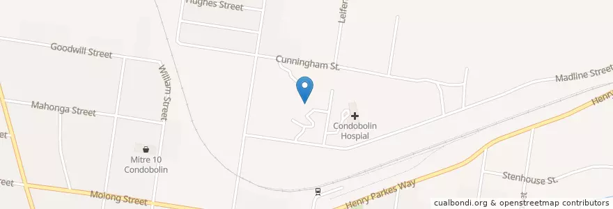 Mapa de ubicacion de Condobolin District Nursing Home en Australia, New South Wales, Lachlan Shire Council.