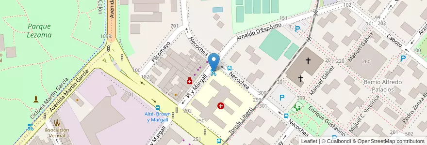 Mapa de ubicacion de 196 - Hospital Argerich en 아르헨티나, Ciudad Autónoma De Buenos Aires, Comuna 4, 부에노스아이레스.
