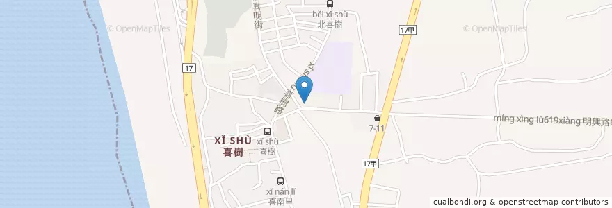 Mapa de ubicacion de 喜樹派出所 en 臺灣, 臺南市, 南區.