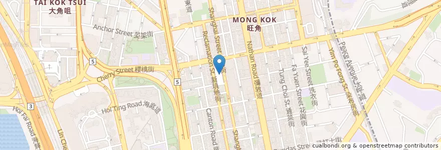 Mapa de ubicacion de 旺角社區會堂 Mong Kok Community Hall en China, Guangdong, Hong Kong, Kowloon, Wilayah Baru, 油尖旺區 Yau Tsim Mong District.