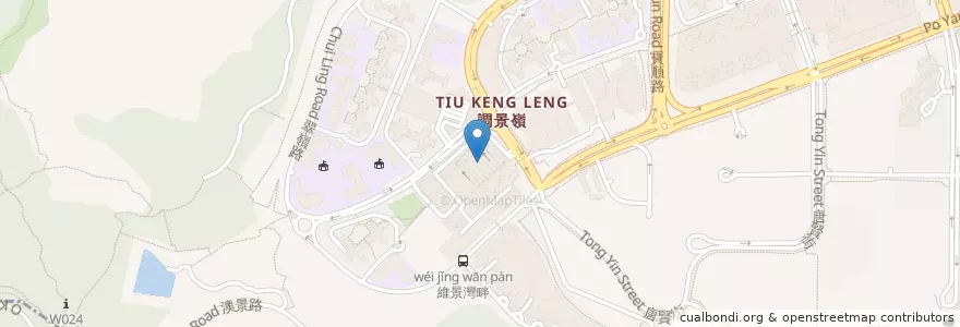 Mapa de ubicacion de 調景嶺站 Tiu Keng Leng Station en 중국, 광둥성, 홍콩, 신제, 西貢區 Sai Kung District.
