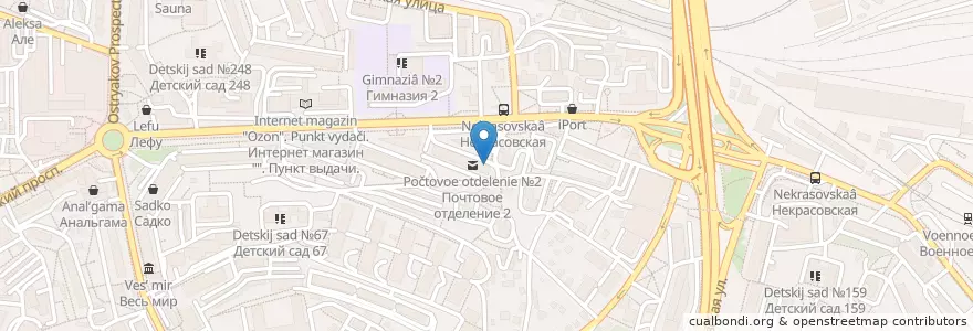 Mapa de ubicacion de Почтовое отделение №2 en ロシア, 極東連邦管区, 沿海地方, ウラジオストク管区.