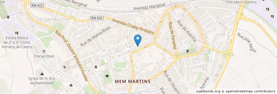 Mapa de ubicacion de Centro de Saúde de Mem Martins en 葡萄牙, Área Metropolitana De Lisboa, Lisboa, Grande Lisboa, Sintra, Algueirão-Mem Martins.