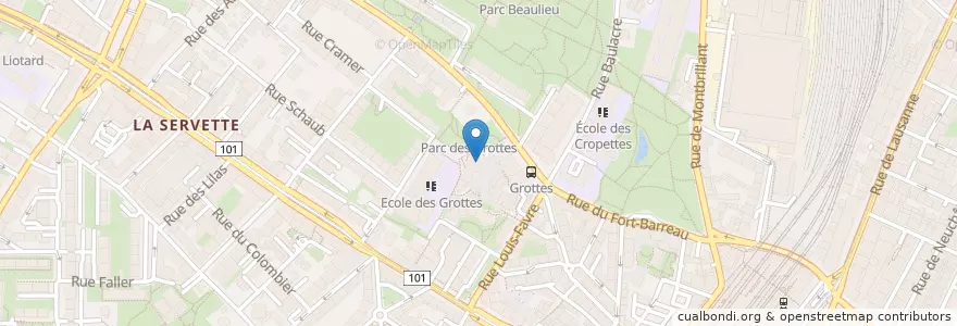 Mapa de ubicacion de La Grotte Bleue en Schweiz, Genf, Genf, Genf.